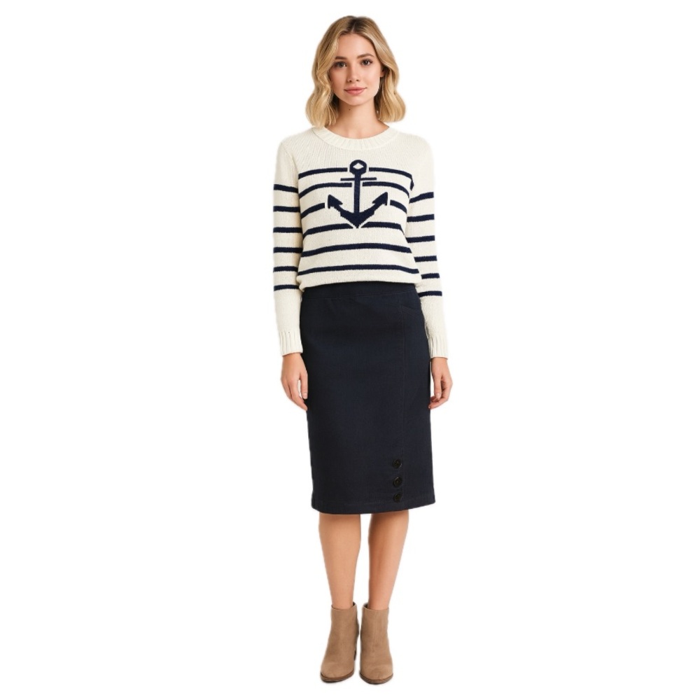 Massimo dark denim pencil skirt button accents and decorative waist plus…